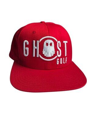 Ghost Golf Hat Cap "Play Fearlessly" Adjustable Snapback Flat Bill Red